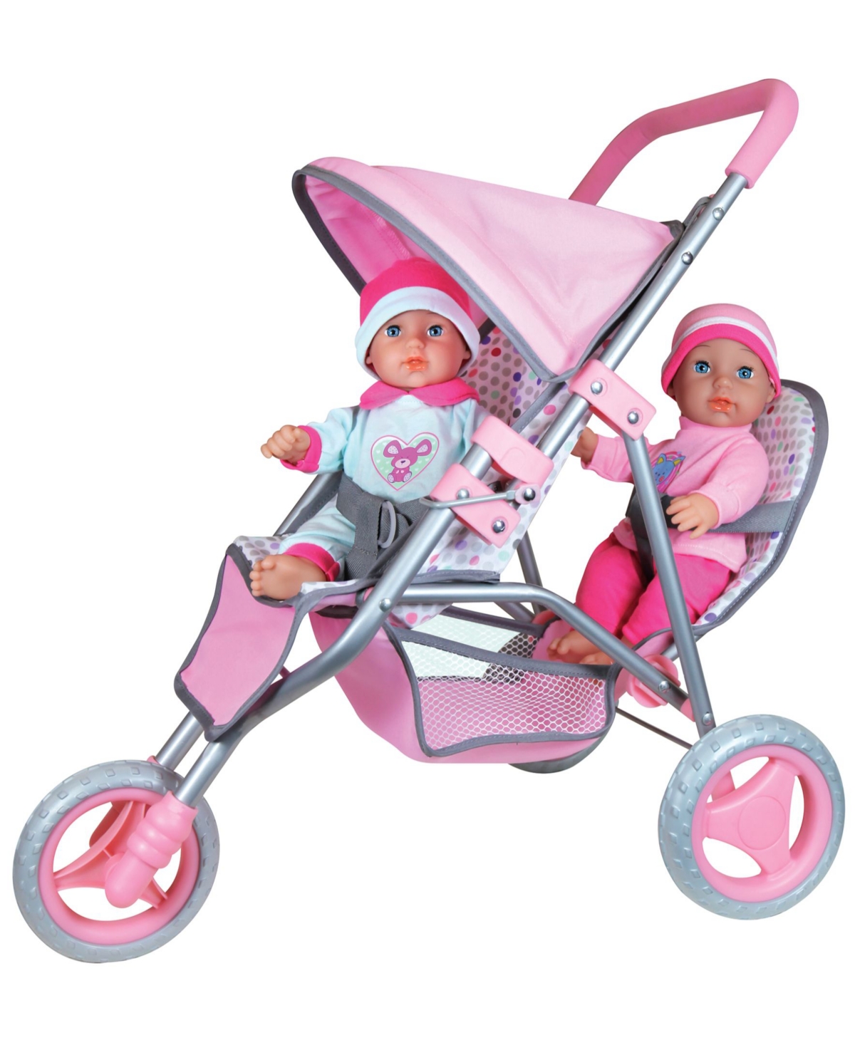 Shop Lissi Dolls Twin Baby Dolls With Twin Jogger Stroller In Multi