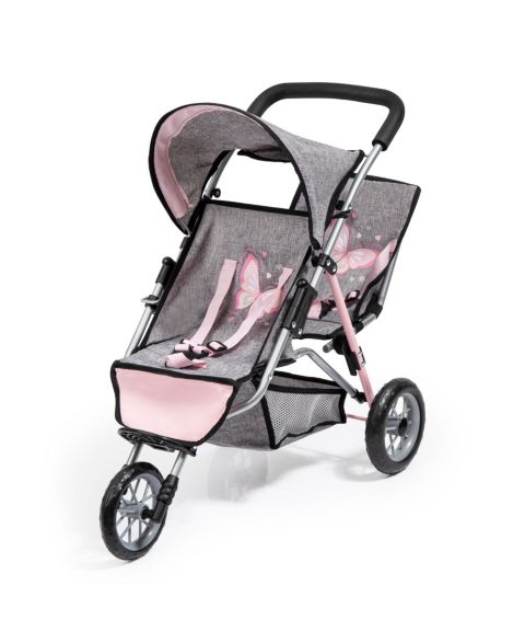 Детские джоггеры Bayer Design Dolls Twin 3 Wheel Jogger, цвет: Серый / Розовый