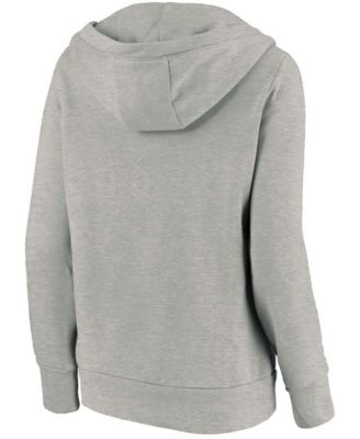 Plus Size Heathered Gray New York Yankees Official Logo Crossover V-Neck Pullover Hoodie