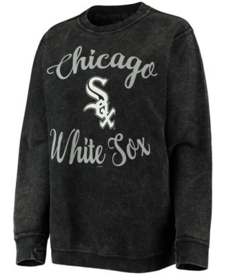 Women's Black Chicago White Sox Script Comfy Cord Pullover Sweatshirt