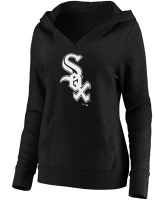 Plus Size Black Chicago White Sox Official Logo Crossover V-Neck Pullover Hoodie