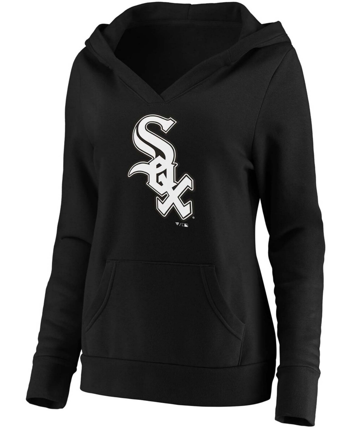 Plus SizeChicago White Sox Official Logo Crossover V-Neck Pullover Hoodie - Black