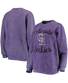 Women's Purple Colorado Rockies Script Comfy Cord Pullover Sweatshirt