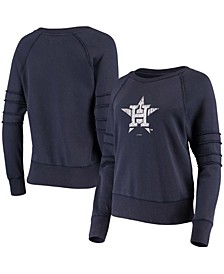 Women's Navy Houston Astros Bases Loaded Scoop Neck Sweatshirt