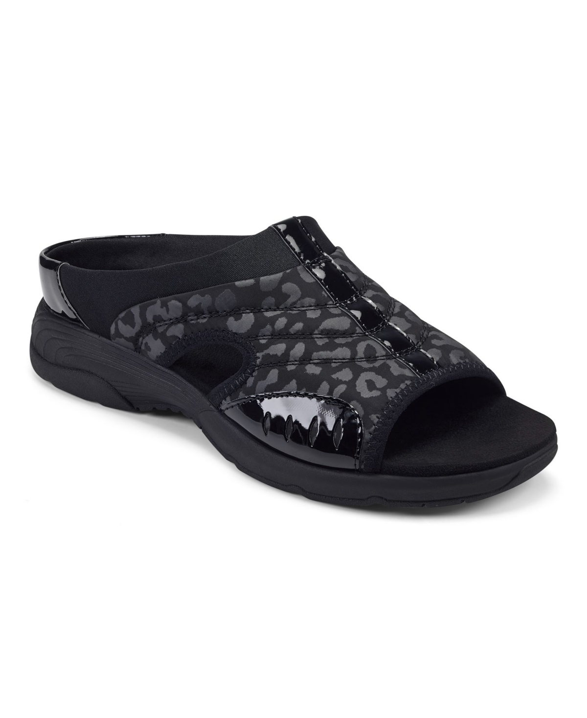 Women's Traciee Square Toe Casual Flat Sandals - Black Leopard Multi