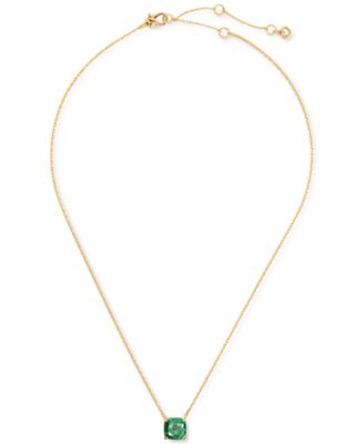 Photo 1 of Kate Spade New York Gold-Tone Square Glitter Stone Mini Pendant Necklace, 17" + 3" extender