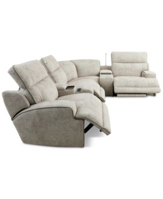 Sebaston 6-Pc. Fabric Sectional with 3 Power Motion Recliners and 2 USB Consoles, Created for Macy's