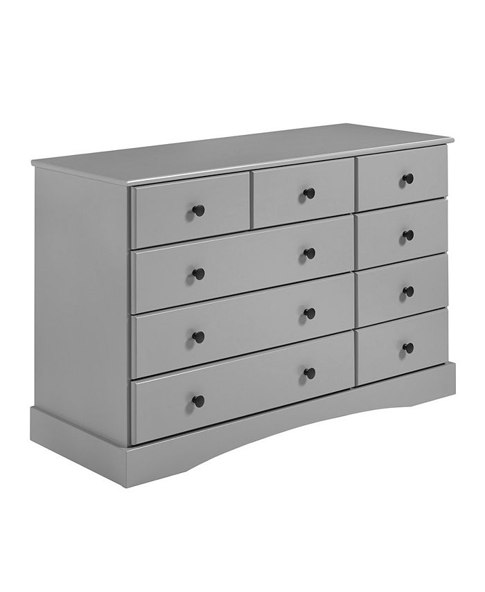Walker Edison Classic 9 Drawer Solid Wood Top Dresser with Metal