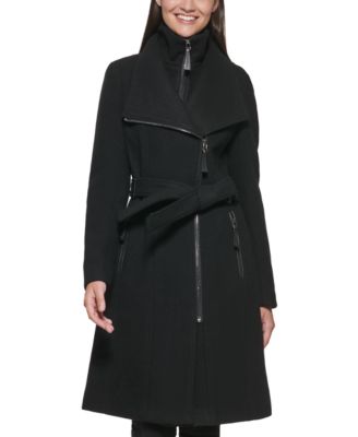 macys leather coats womens