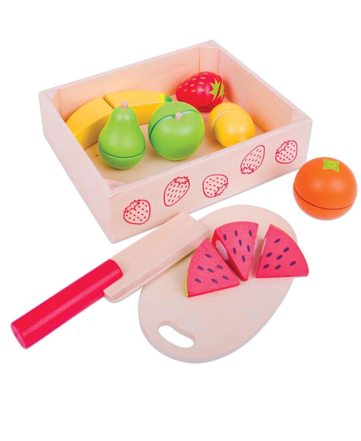 Bigjigs Toys Kids' - Cutting Fruit Crate Set, 10 Piece In Multi