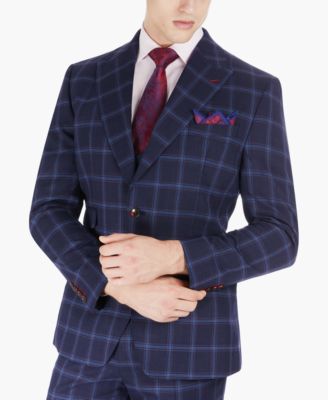 Tayion Collection - Classic Fit Windowpane Suit Separate Jacket