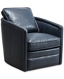 Naythin 29" Leather Swivel Chair, Created for Macy's