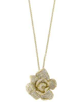 pave flower necklace