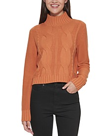 Cropped Cable-Knit Turtleneck Sweater