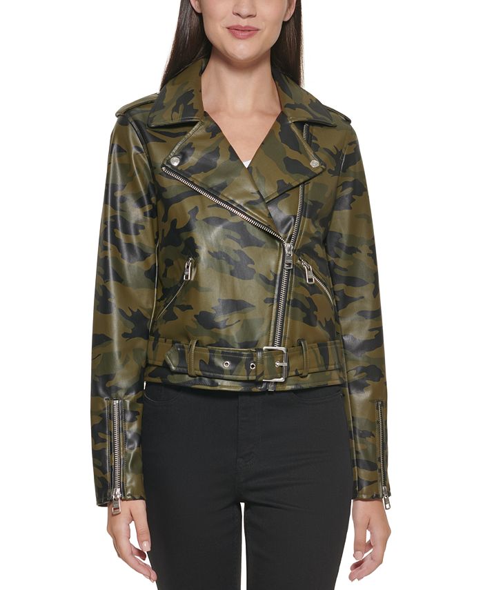 Camo moto jeans womens top