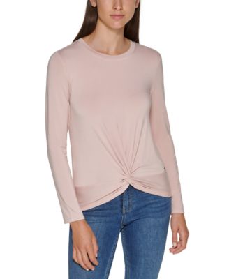 Calvin Klein - Long Sleeve Twist-Front Knit Top