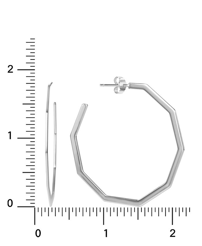 Macy's - Octagon Medium Hoop Earrings in Sterling Silver, 1-3/4"