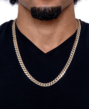 Macy's - Men's 24" Two-Tone Cuban Link Chain Necklace in 14k Gold-Plated Sterling Silver and Sterling Silver