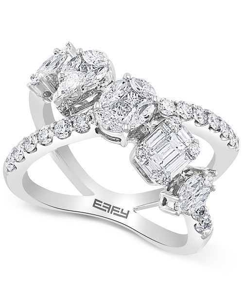 alfani EFFY Collection EFFY® Diamond Multi-Shape Crossover Ring (1-5/8 ct. t.w.) in 18k White Gold or 18k Yellow Gold Jewelry & Watches