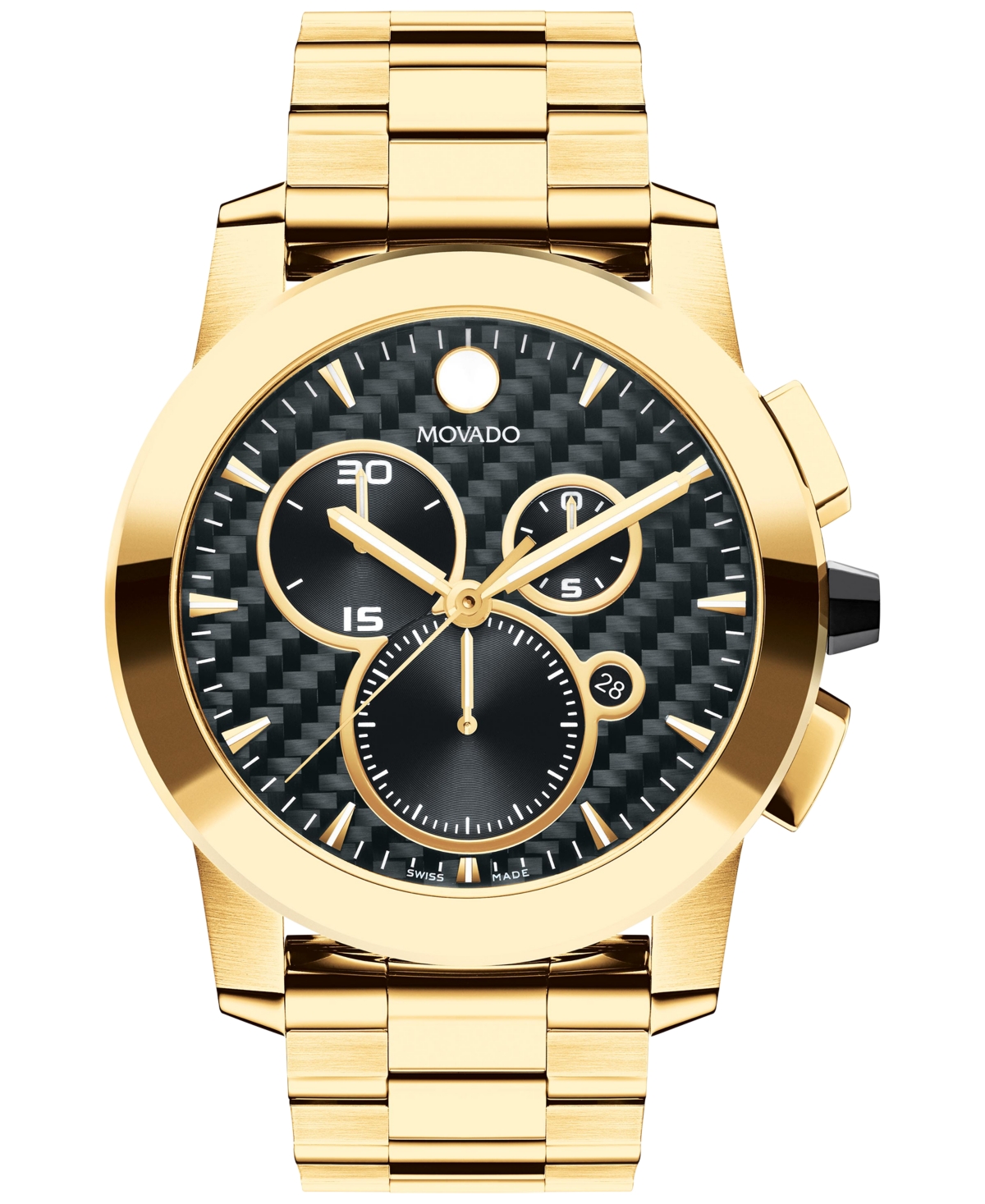 Shop Movado Vizio Men's Swiss Chronograph Gold-tone Pvd Bracelet Watch 45mm