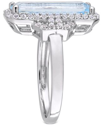 Blue Topaz (3-3/4 ct. t.w.) & White Topaz (1/2 ct. t.w.) Statement Ring in Sterling Silver