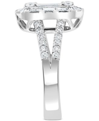 EFFY&reg; Diamond Baguette Cluster Statement Ring (1-1/2 ct. t.w.) in 18k White Gold