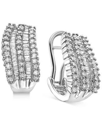 EFFY Collection - Diamond Multirow Hoop Earrings (1-3/8 ct. t.w.) in 14k White Gold