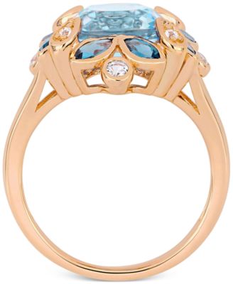 Blue Topaz (4-1/2 ct. t.w.) & White Topaz (1/5 ct. t.w.) Ring in 18k Rose Gold-Plated Sterling Silver