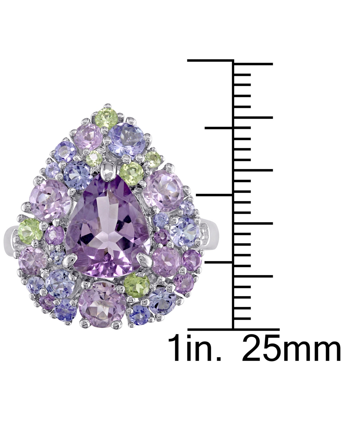 Gemstone (4-1/3 ct. t.w.) & Diamond Accent Teardrop Cluster Ring in Sterling Silver - Multi