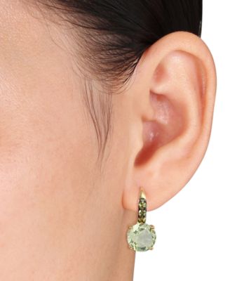Green Quartz (11-5/8 ct. t.w.) & Peridot (3/4 ct. t.w.) Leverback Drop Earrings in 18k Gold-Plated Sterling Silver