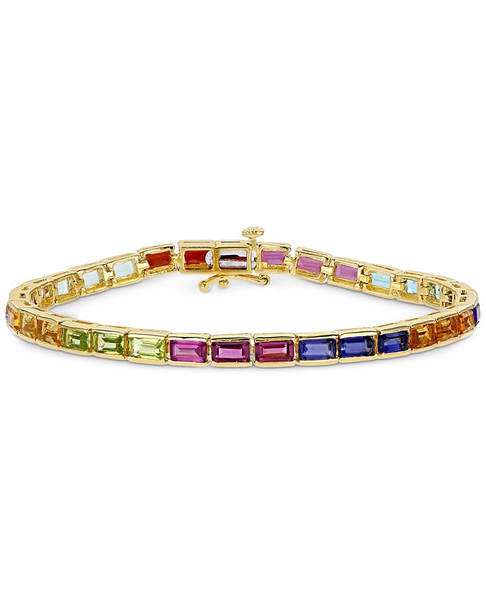 Macy s Multi Gemstone Baguette Link Bracelet in 18k Gold Plated