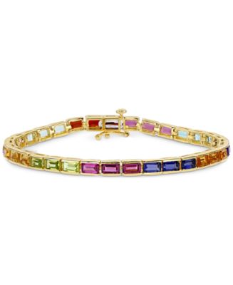 Macy's Multi-Gemstone Baguette Link Bracelet in 18k Gold-Plated ...