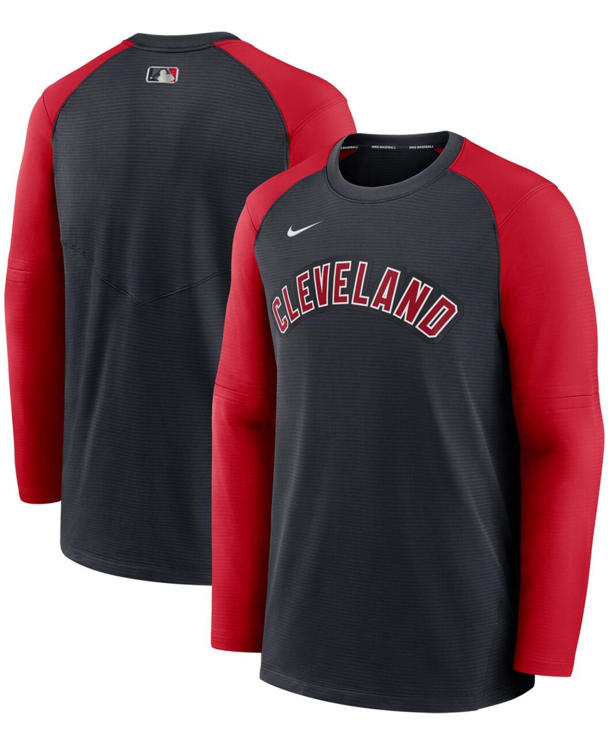 Men's Navy, Red Cleveland Indians Authentic Collection Pregame Performance Raglan Pullover Sweatshirt