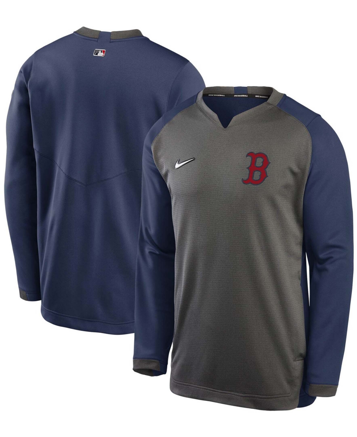 Men's Charcoal, Navy Boston Red Sox Authentic Collection Thermal Crew Performance Pullover Sweatshirt