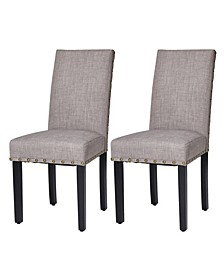 Upholstered Dining Chair with Studded Decor, Set of 2