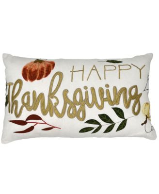 Happy Thanksgiving Embroidery Lumbar Pillow 14 x 24 Macy s