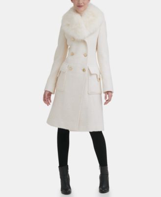 ivory coat with fur collar