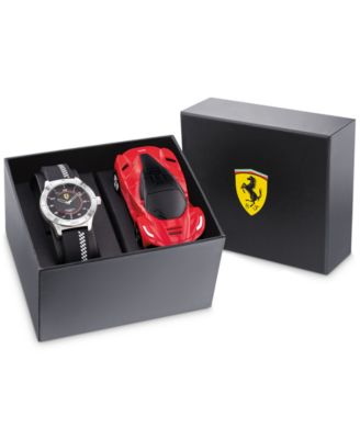 Ferrari Kids' Academy Black Silicone Strap Watch 34mm Gift Set