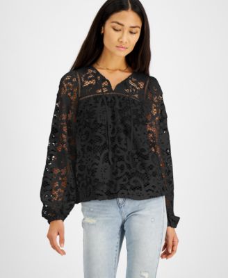 INC International Concepts - Lace Tie-Neck Top