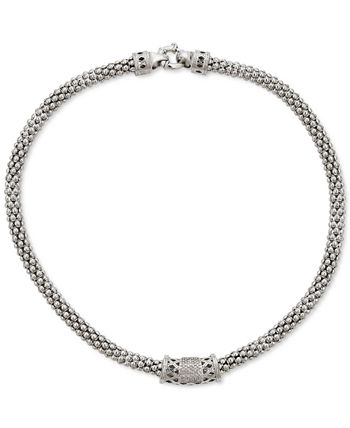 Macy's - Diamond Barrel Necklace in Sterling Silver (1/4 ct. t.w.)