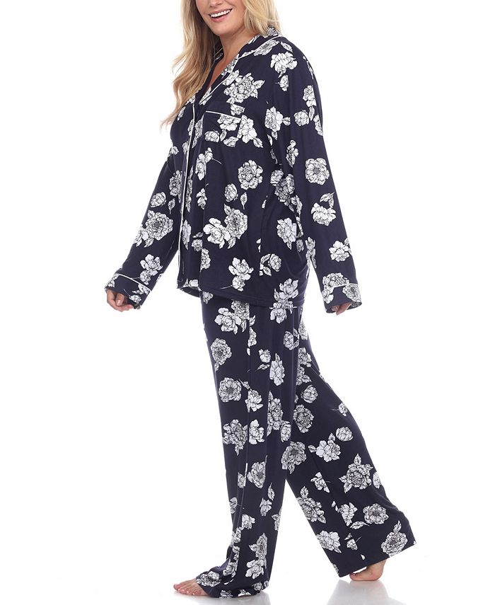White Mark Plus Size Long Sleeve Floral Pajama Set, 2-Piece - Macy's
