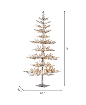 Glitzhome Deluxe Pre-Lit Flocked Pine Artificial Christmas Tree With ...