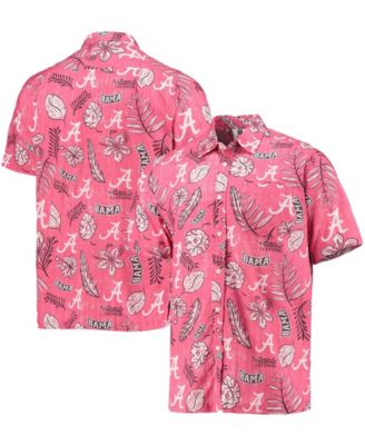 Wes & Willy Men's Crimson Alabama Crimson Tide Vintage-Like Floral Button-Up Shirt