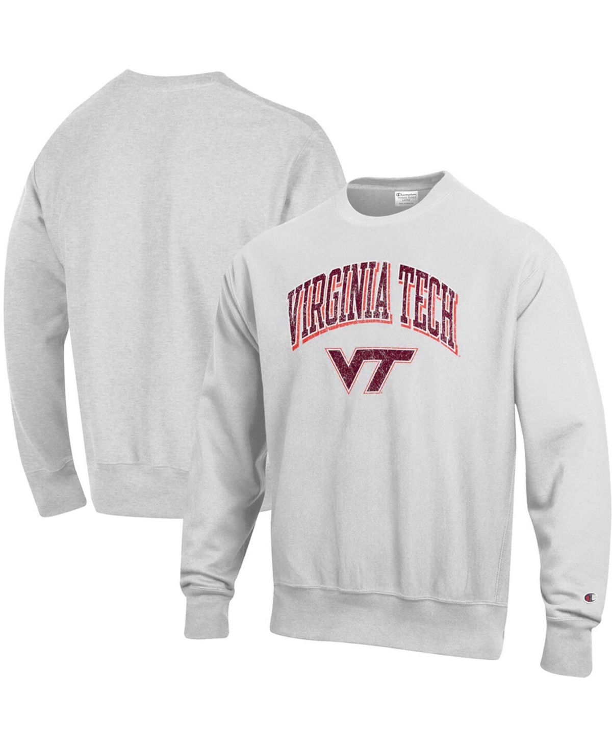Champion Men's Gray Virginia Tech Hokies Arch Over Logo Reverse Weave Pullover Sweatshirt