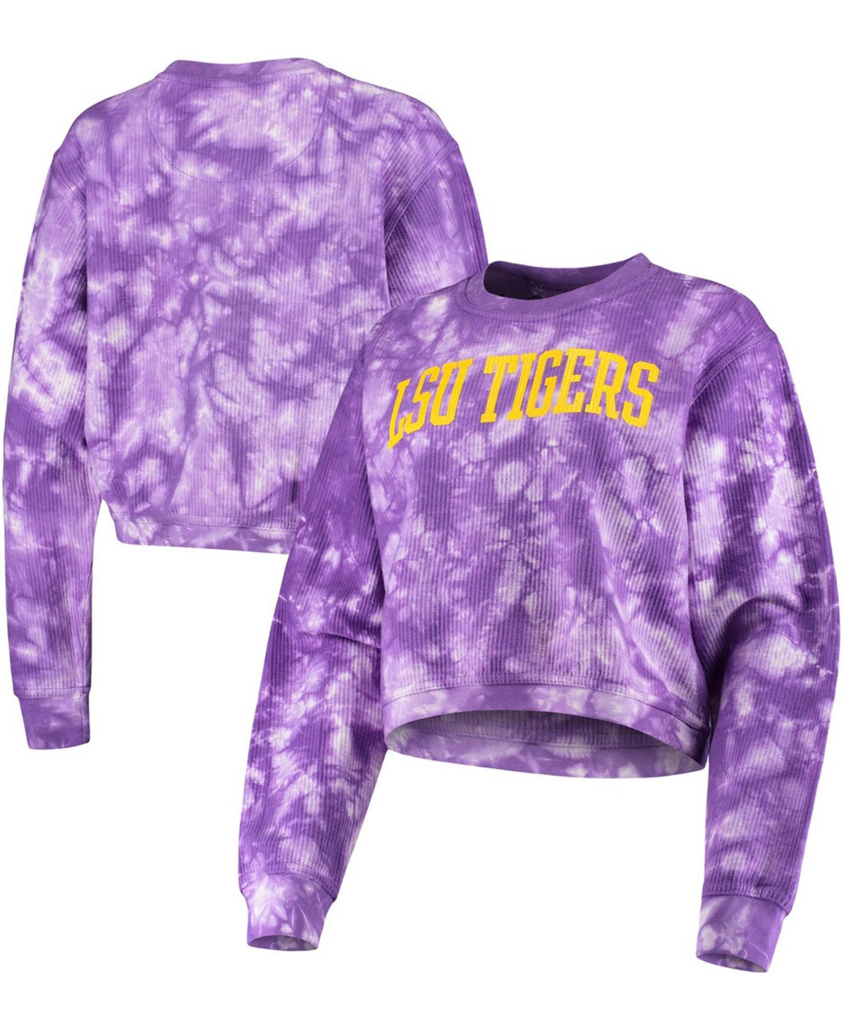 Pressbox Women's Purple Lsu Tigers Campus Tie-Dye Comfy Cord Pullover Sweatshirt