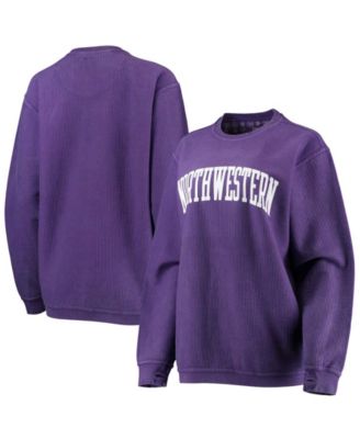 Women's Purple Northwestern Wildcats Comfy Cord Vintage-Like Wash Basic Arch Pullover Sweatshirt