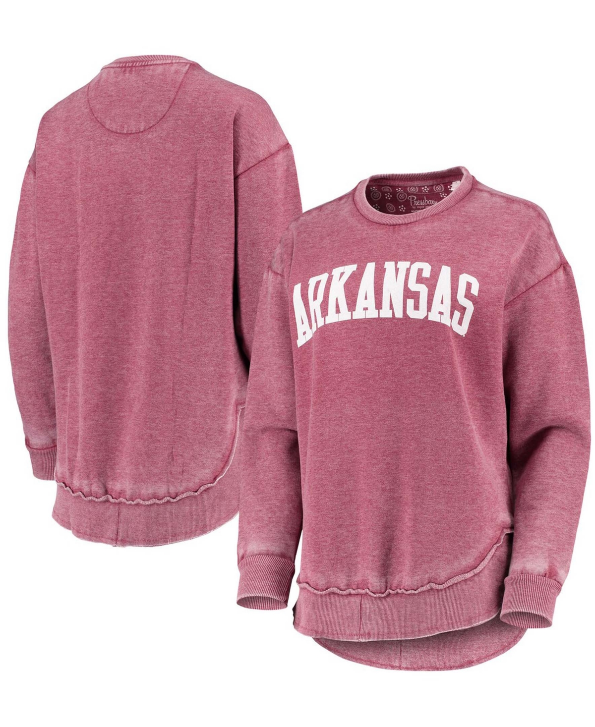 Women's Cardinal Arkansas Razorbacks Vintage-Like Wash Pullover Sweatshirt - Cardinal