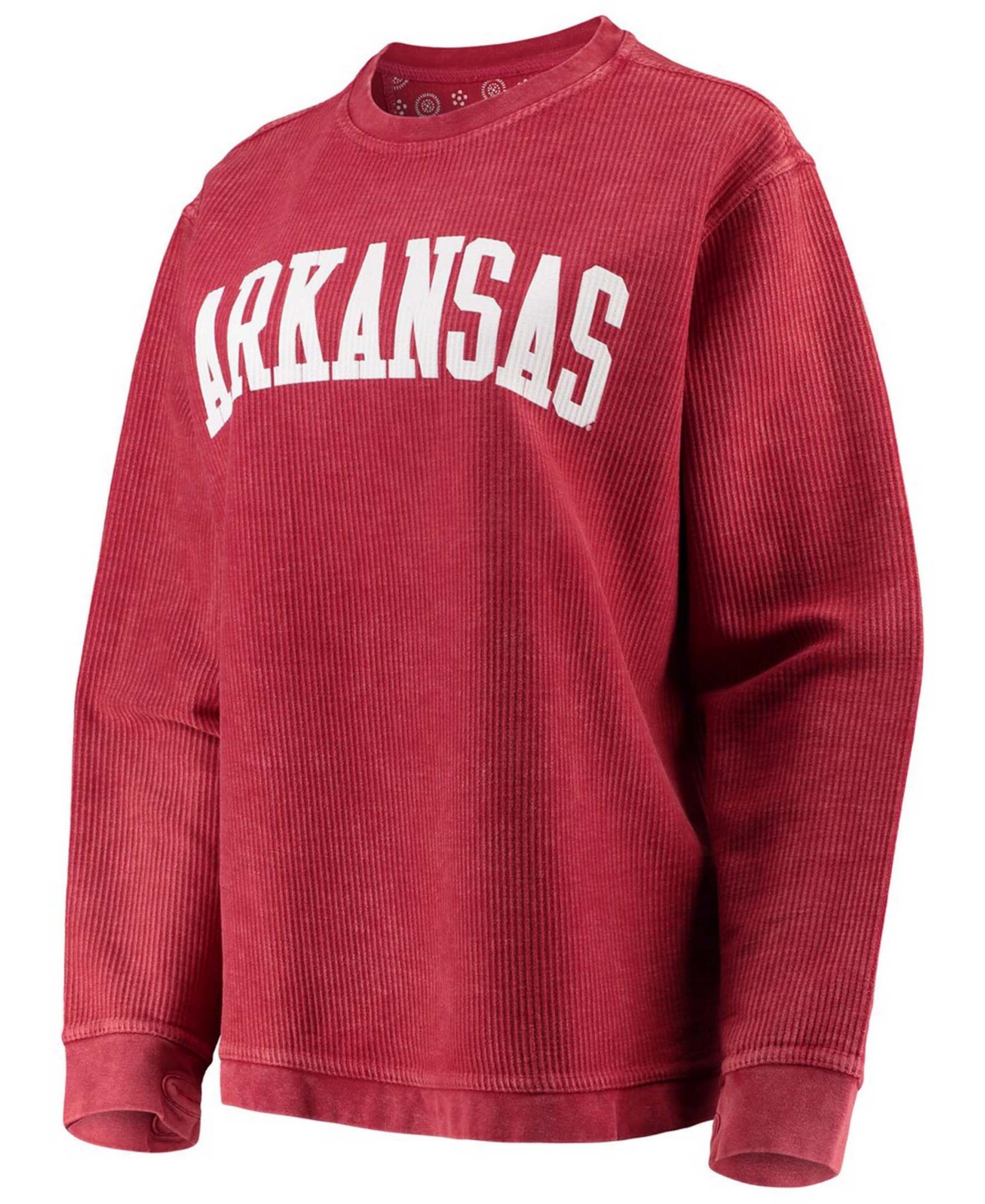 Women'sArkansas Razorbacks Comfy Cord Vintage-Like Wash Basic Arch Pullover Sweatshirt - Cardinal