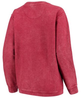 Women's Crimson Indiana Hoosiers Comfy Cord Vintage-Like Wash Basic Arch Pullover Sweatshirt