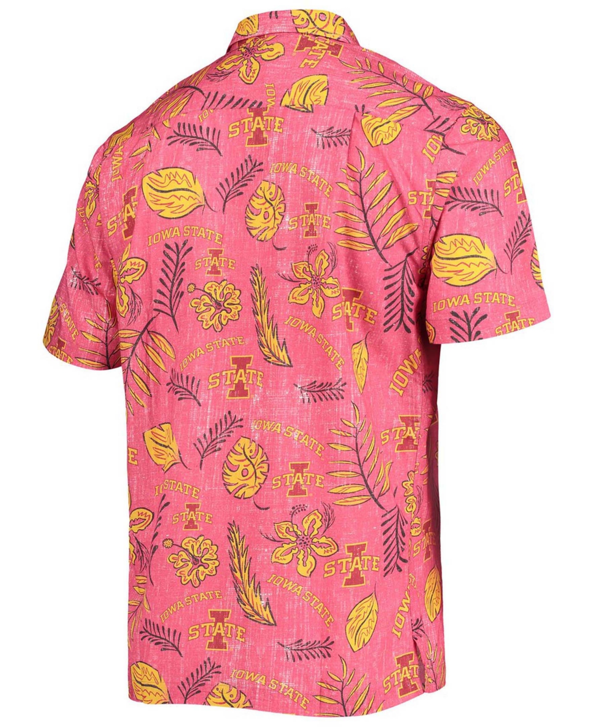 Men's Wes & WillyDistressed Iowa State Cyclones Vintage-Like Floral Button-Up Shirt - Cardinal